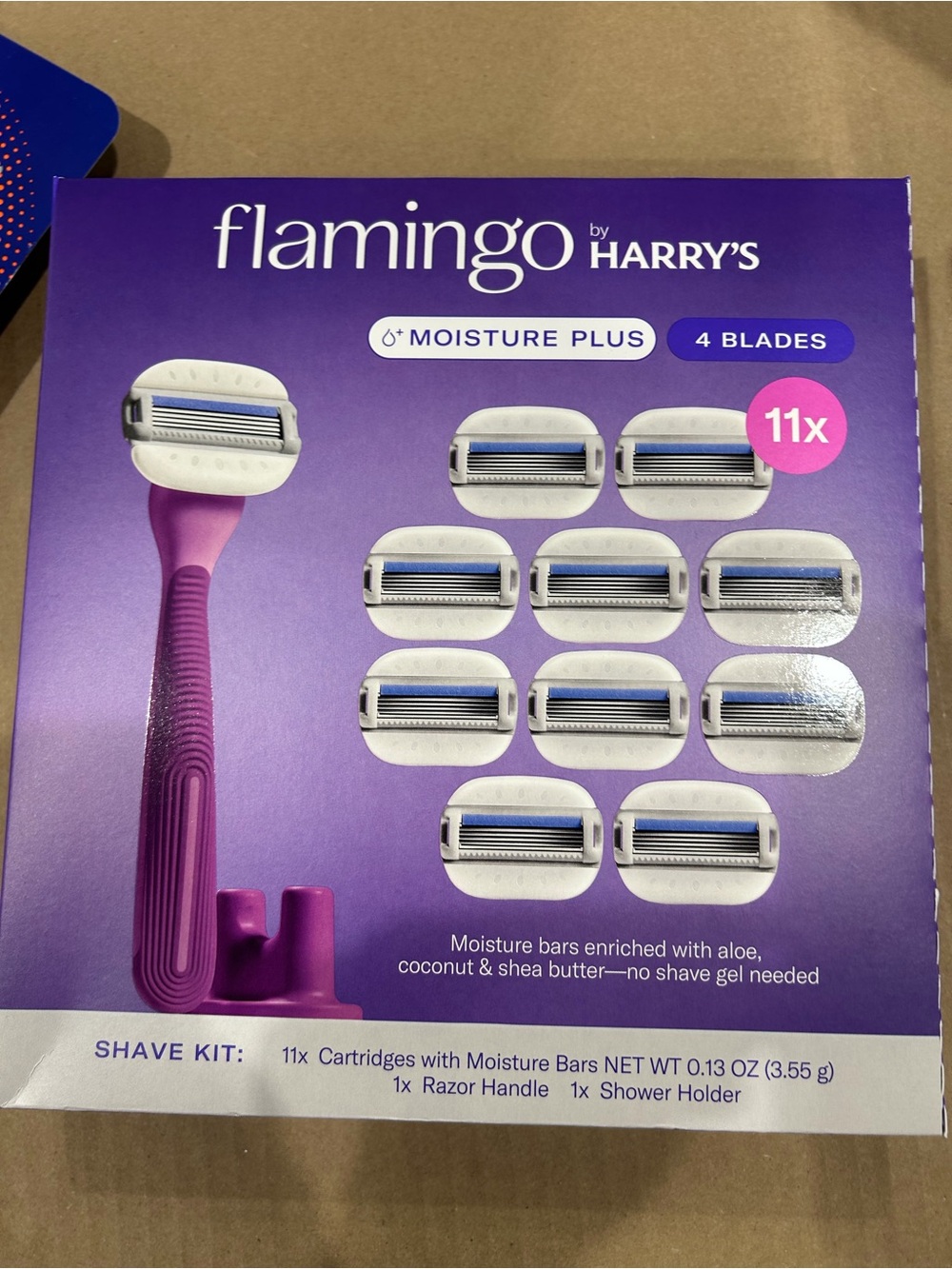 Flamingo by Harry’s Moisture Plus 4-Blade Razor Kit - Purple new